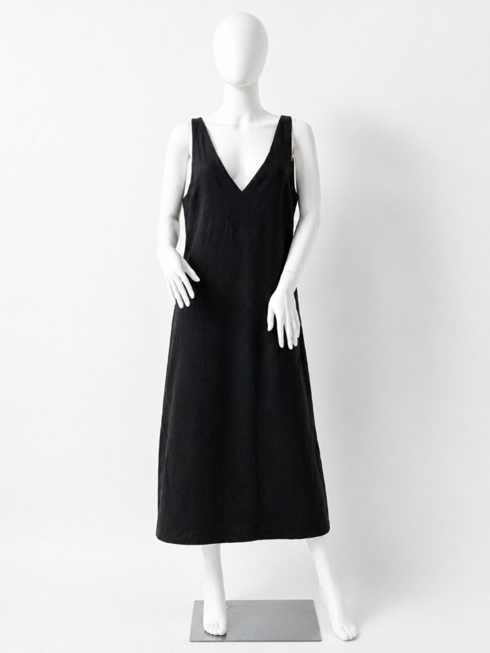 ASOS DESIGN Black Sleeveless Deep V Textured Midi Dress US 12